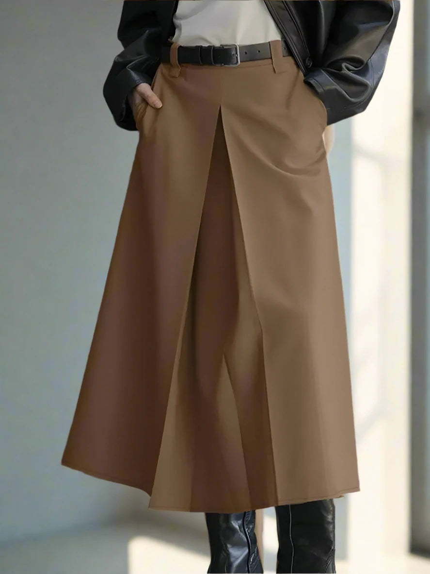 Sally's Elegant, Office, Casual, Pleated, High Waist Skirts