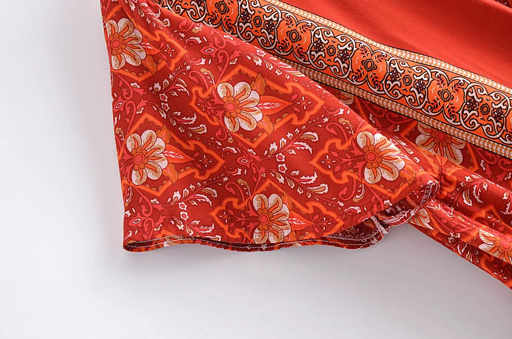 Salma's Boho, Gypsy, Trendy, Summer, Short sleeves, Robe, Stylish, Vintage, Midi Dress