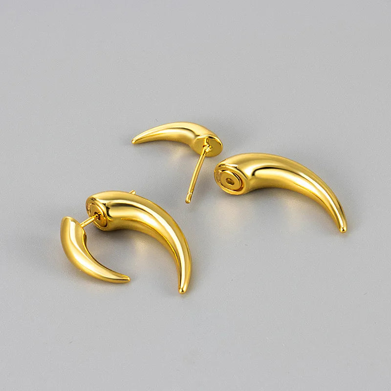 Lana's 925 Sterling Silver, Trendy Simple, Golden/Silver, Chilly shaped ,Hooped Earring