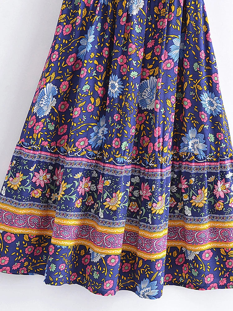 Kimmy's Hippie, Vintage, Stylish, Trendy, Boho, V-Neck, Floral, Printed, Bohemian, Mini Dress