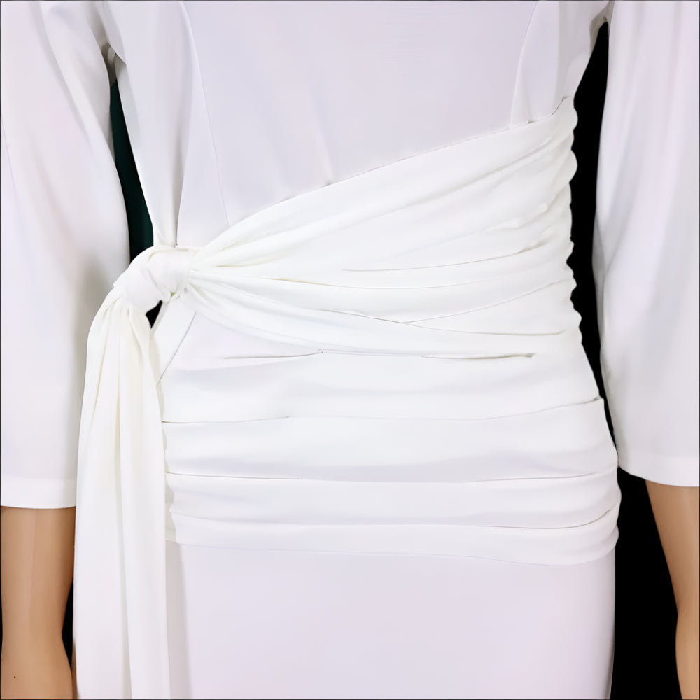 Yousra's Professional, Skew Neck, Sheath Profile, Sleeves, office Style, Midi Dress