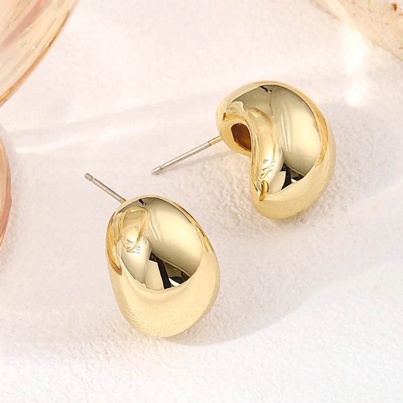 Gift, Stylish, Trendy, Minimalist, Bean, Stud Earrings