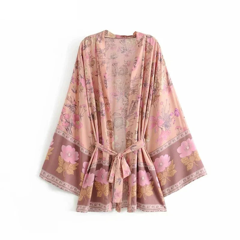 Julie's mini boho laced-up kimono