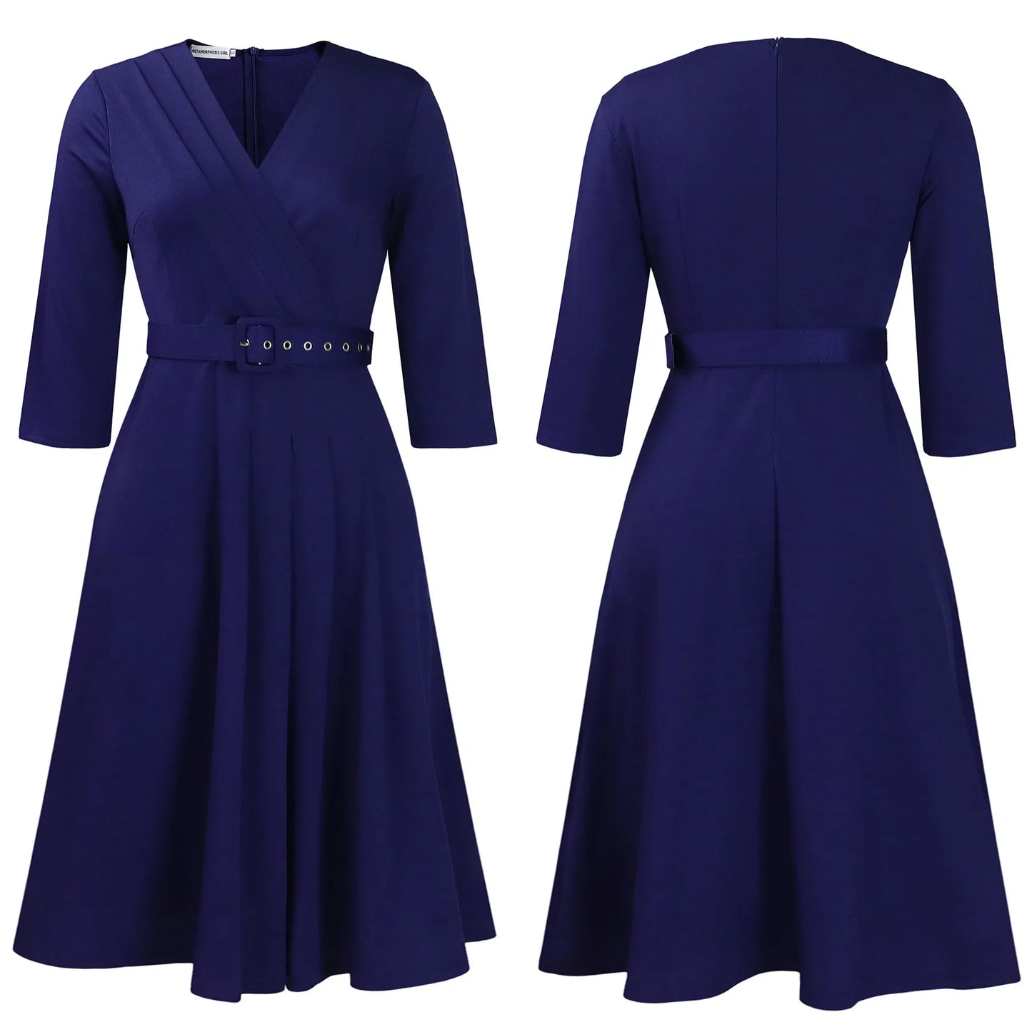Samantha's Pleated, Trendy, Stylish, Formal, Office style, Sleeves, Midi Dress