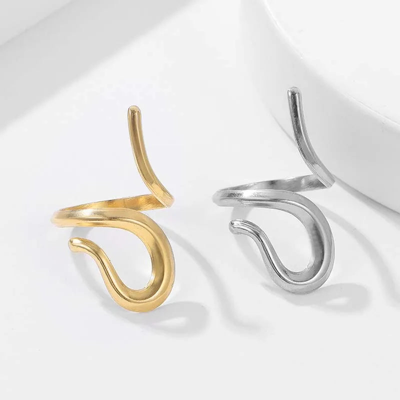 Gift, Golden/Silver, Irregular design, adjustable, Hollow Rings