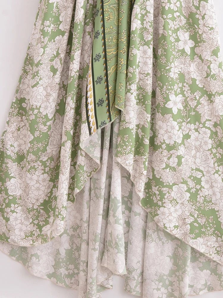 Mila's Floral, Backless, Beach, Party, Boho, Holiday, High-Low, Maxi Dress