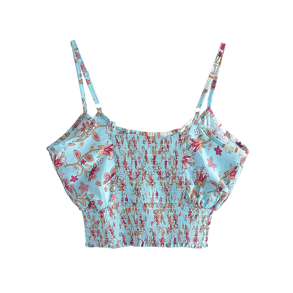 Noha's Boho, Vintage, Printed, Strap, Crop-Top, Multicolor, Stylish, Trendy, Outfit, Bohemian Sets.