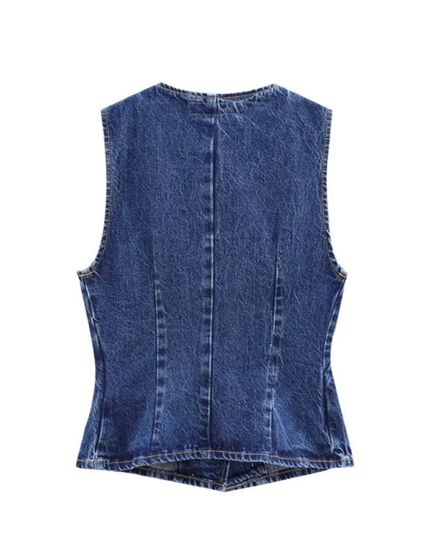 Elsa's Casual, Trendy, Stylish, Waistline, Cotton, Denim, Jeans Vest