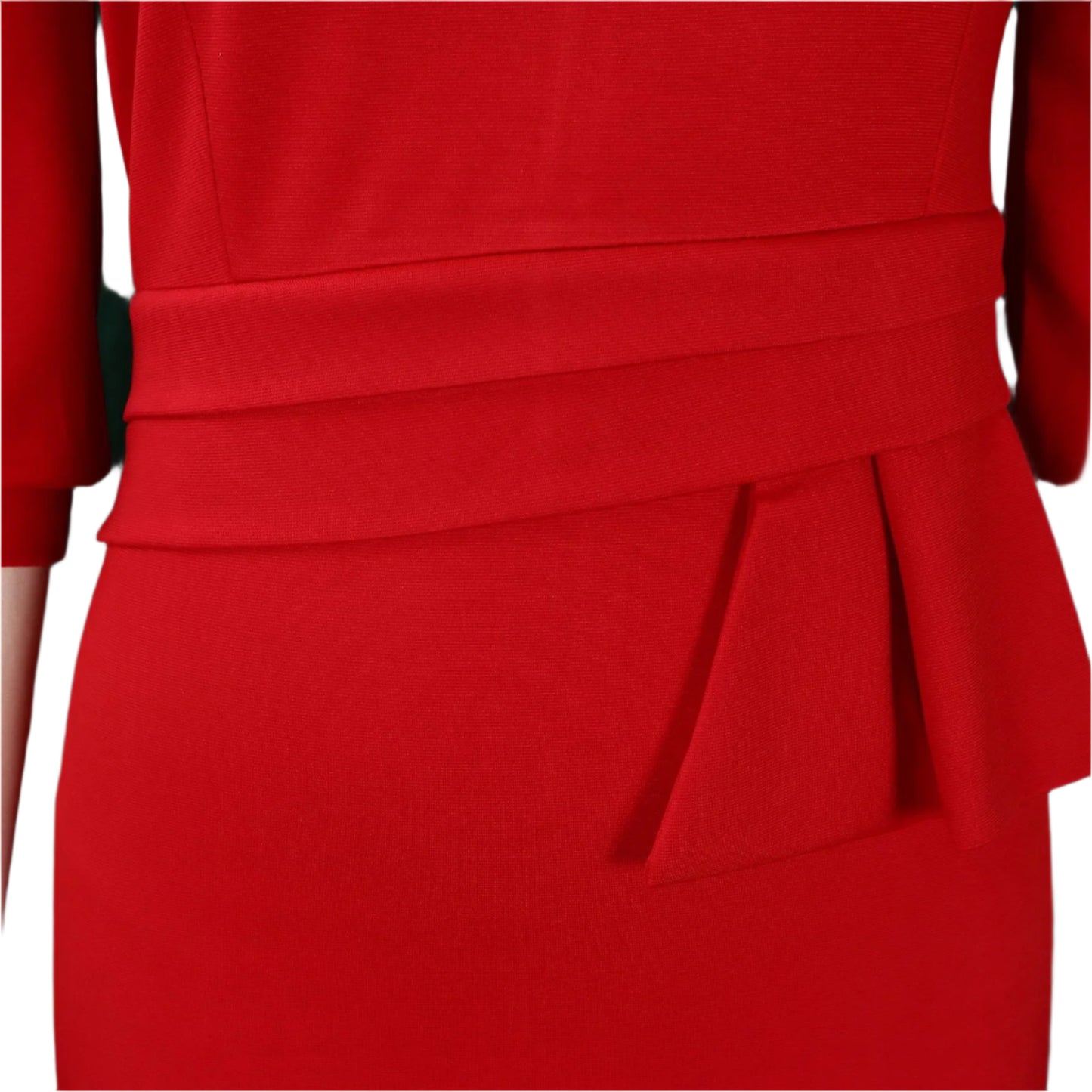 Huda's Sheath, Solid Color, Trendy, Stylish, Vintage, Midi, 3/4 Sleeves, Fit, Office Dress