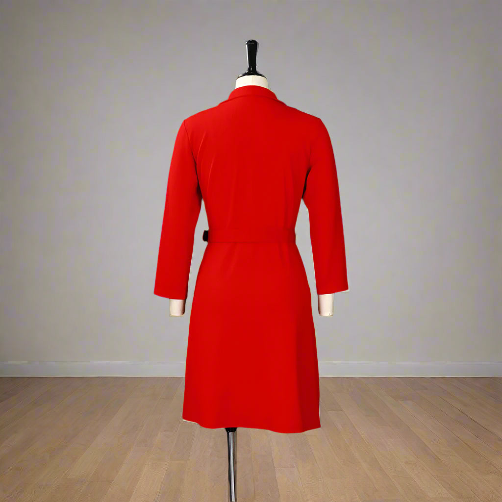 Stacey's Trendy, Stylish, Vintage, Pleated, On Knee, 3/r Sleeves, Solid Color, Office Dress