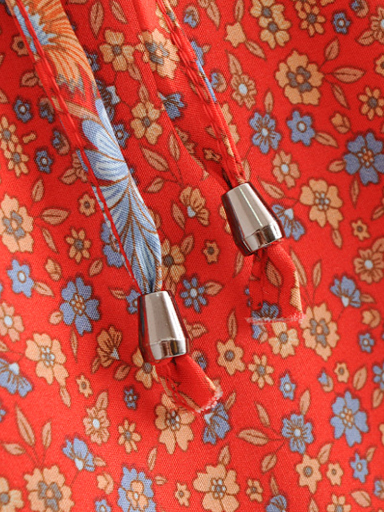 Yosra's  Hippie, Vintage, Stylish, Trendy, Loose, Floral, Ruffles, Print, Floral, Bohemian, Mini Dress