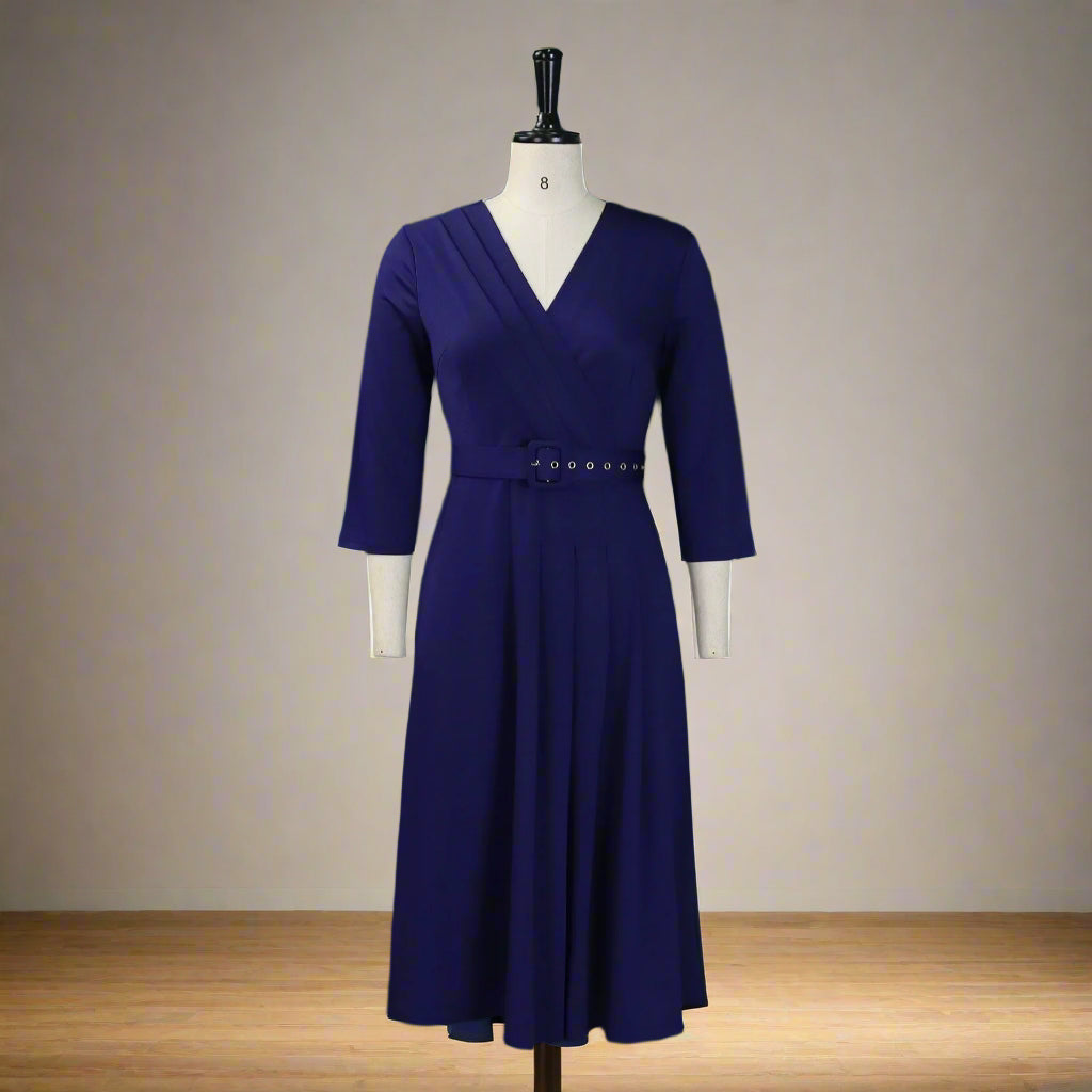 Samantha's Pleated, Trendy, Stylish, Formal, Office style, Sleeves, Midi Dress