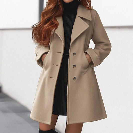 Noha's Winter/Autumn, Trendy, Stylish, Elegant, Single Breasted, Long Sleeves, Decent Coat