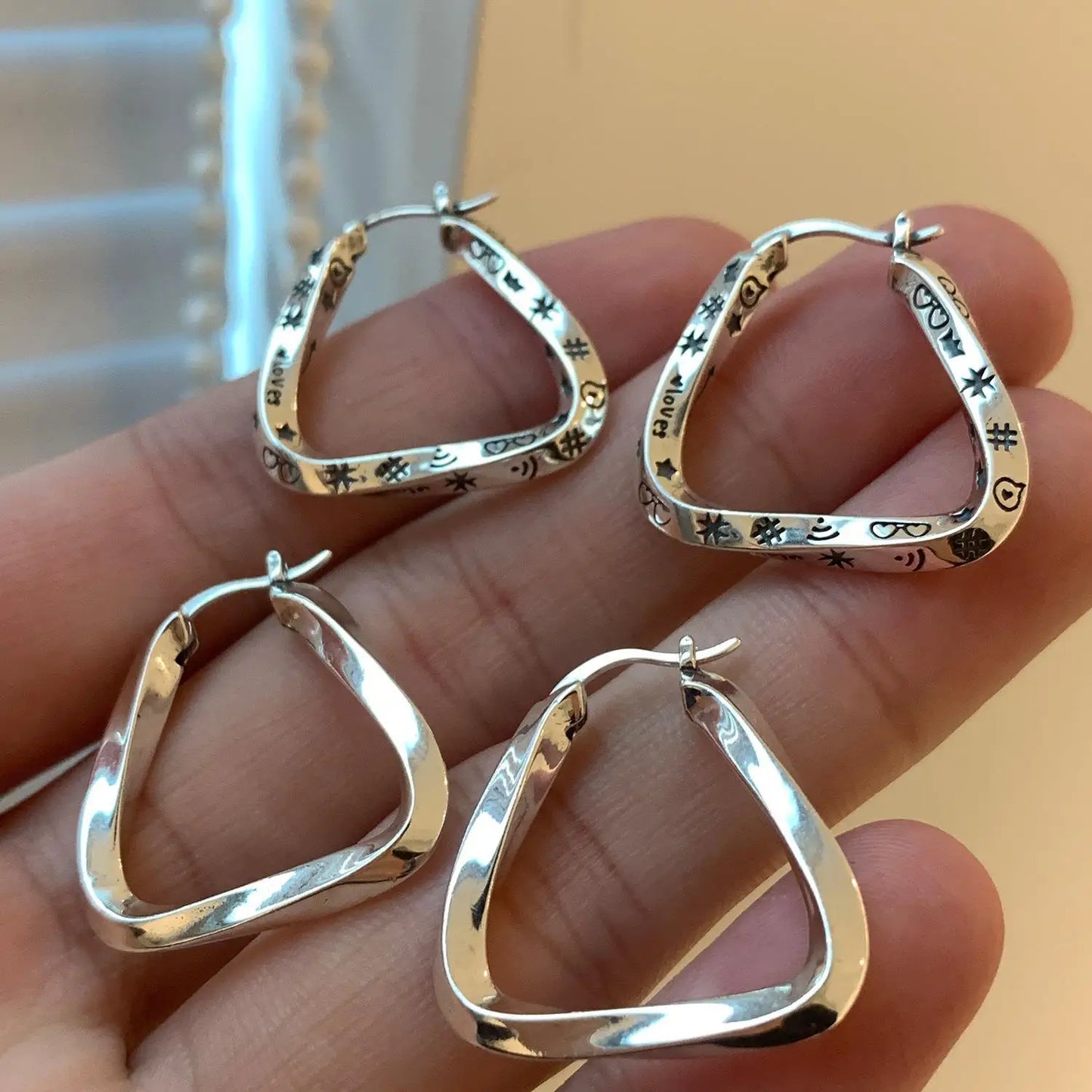 Cayla's 925 Sterling Silver Geometric, Trendy, Stylish, Hooped Earrings