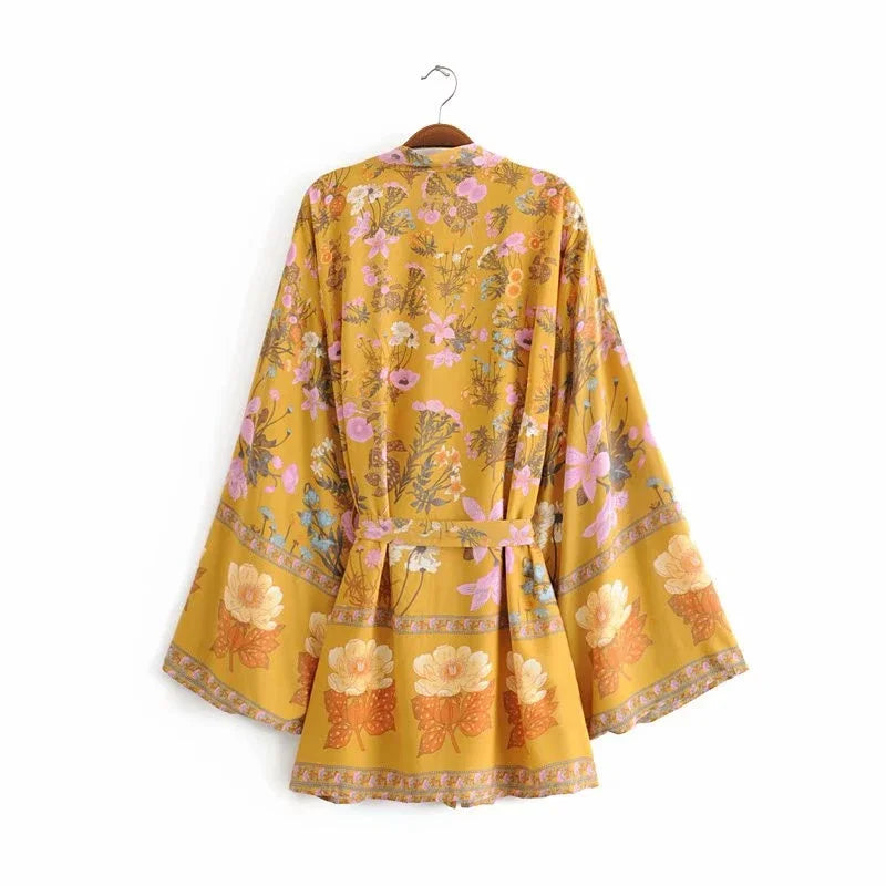 Julie's mini boho laced-up kimono