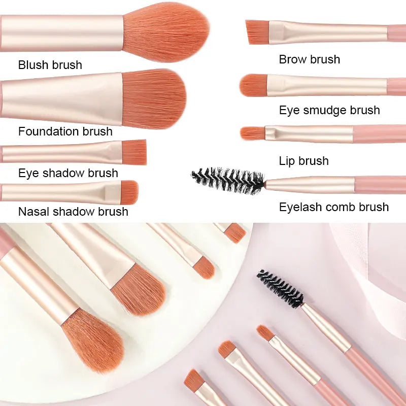 Nelly's Makeup brush set in case- 8Pcs