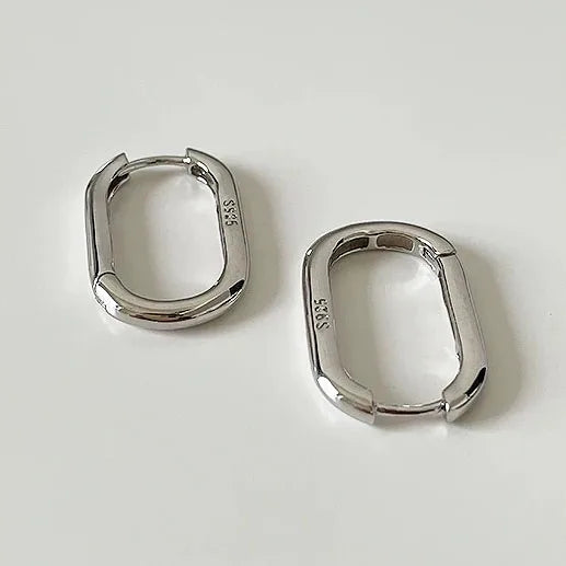 Yousra's 925 Sterling Silver ,Trendy Simple, Retro Rectangle, Hooped Earring