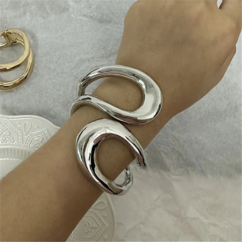 Xina's Metal Hollow Geometry Adjustable Bangle Bracelet & Necklace