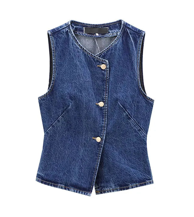 Elsa's Casual, Trendy, Stylish, Waistline, Cotton, Denim, Jeans Vest