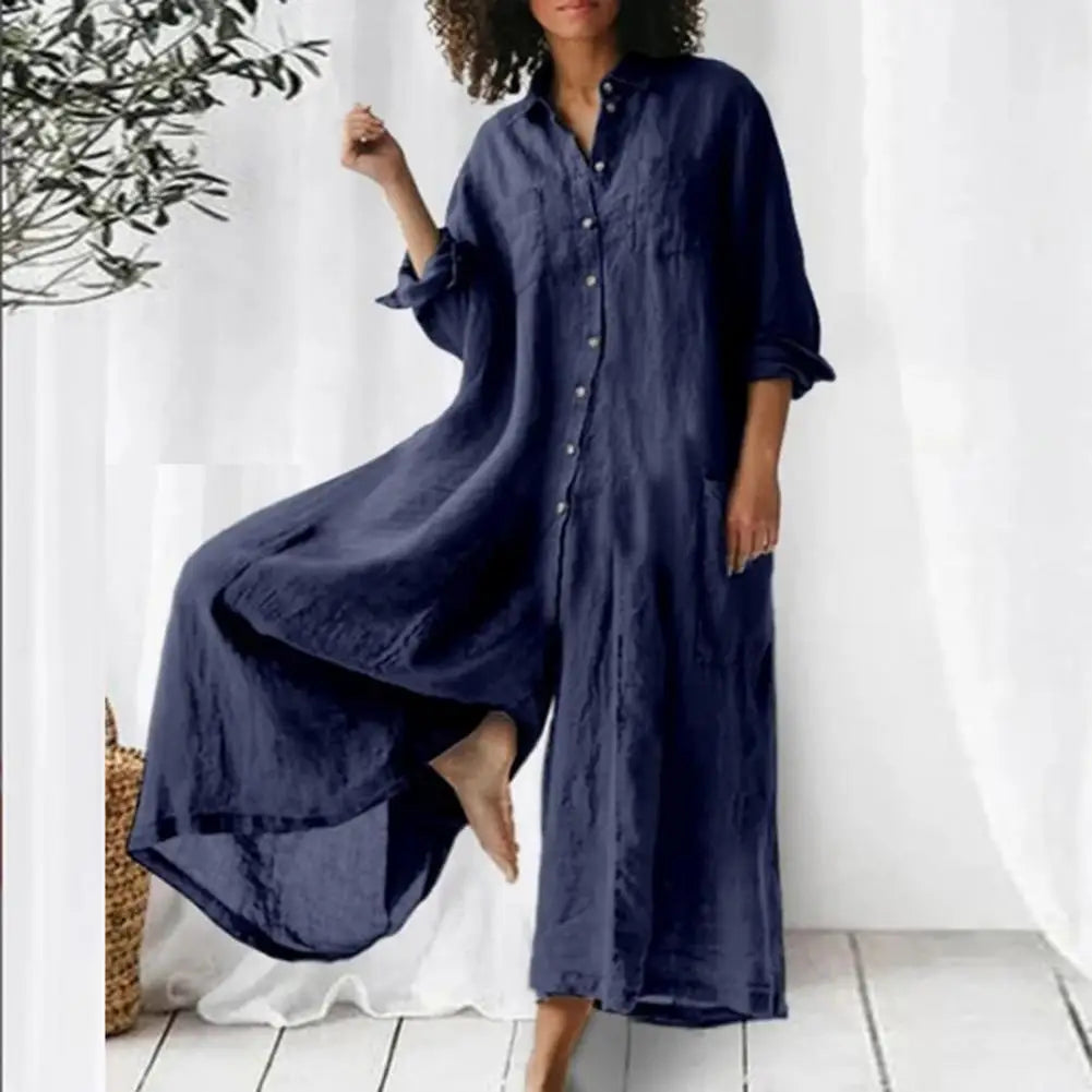 Eve's Oversize loose Linen-Cotton Casual Jumpsuit/Romper