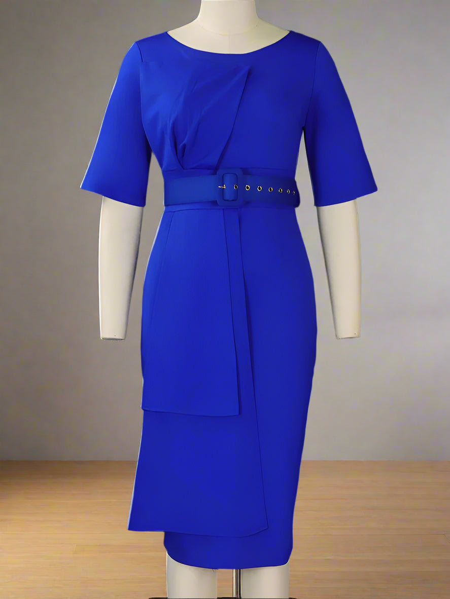 Iman's Trendy, Stylish, Patchwork, Plus size, Half Sleeves, On-Knee, Office Dress