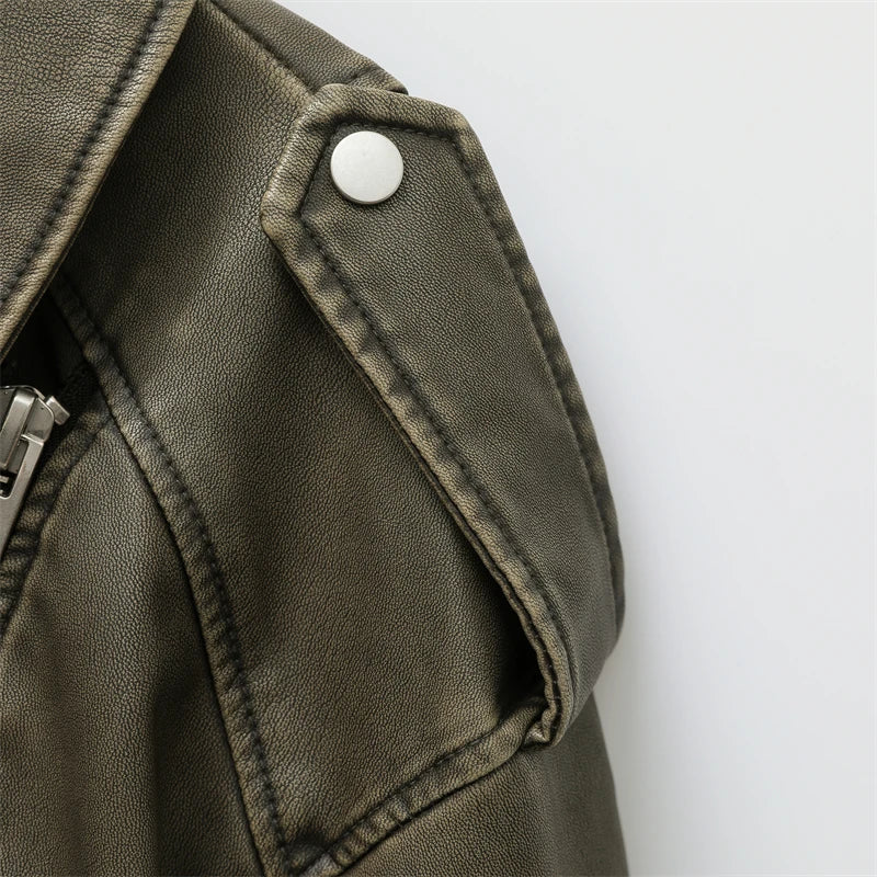 Zara's Faux Leather Winter Jacket with zipper