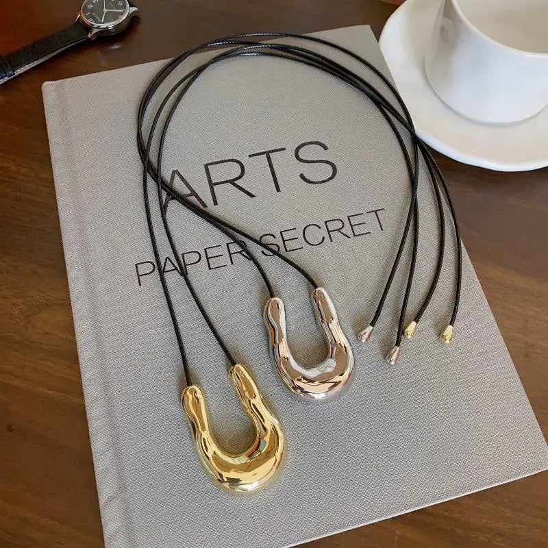 Harriet's Horseshoe, Punk Adjustable, Trendy, Stylish, Vintage, Leather Rope, Pendant Necklace