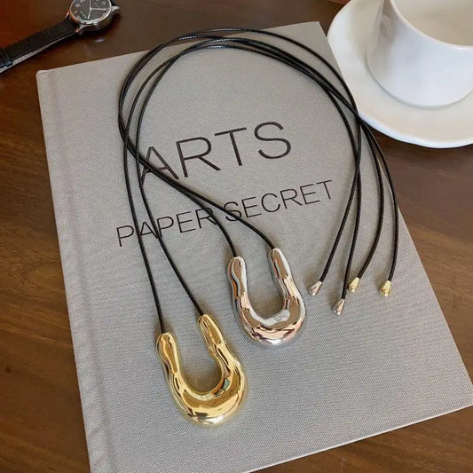 Harriet's Horseshoe, Punk Adjustable, Trendy, Stylish, Vintage, Leather Rope, Pendant Necklace