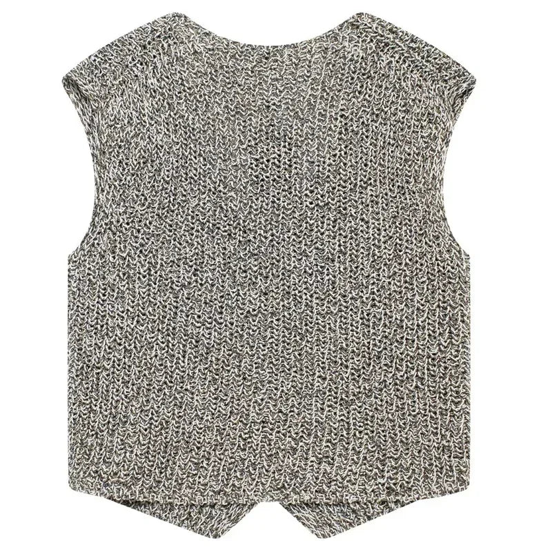 Rachel's Short, Sleeveless, Knitted, Trendy, Stylish, V-neck, Single breasted, Casual Vest