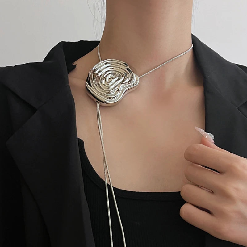 Sophia's Silver, Flower, Stylish, Trendy, exaggerative, Adjustable, Necklace