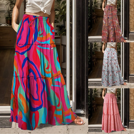 Linda's Boho Style maxi skirt with elastic-waist