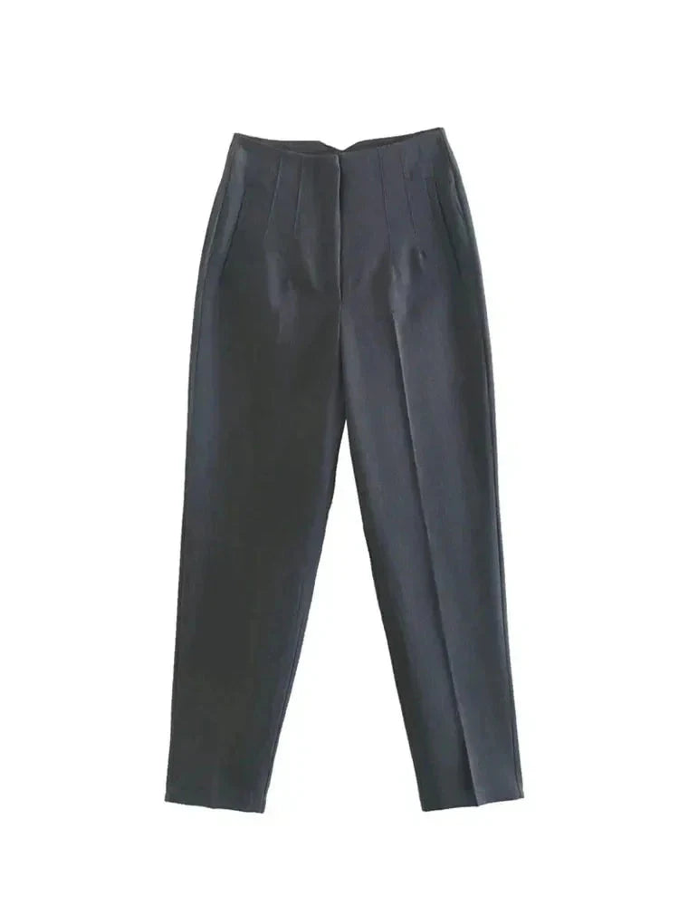 Heba's Chic Office High-waist Pants with zipper