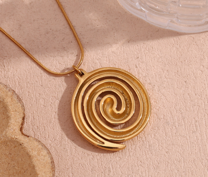 Rima's Trendy, Stylish, Vintage, Golden/Silver, Pendant, Spiral Necklace