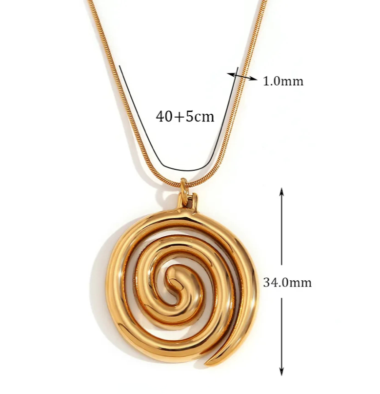 Rima's Trendy, Stylish, Vintage, Golden/Silver, Pendant, Spiral Necklace