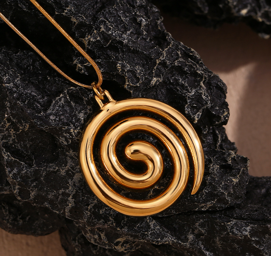 Rima's Trendy, Stylish, Vintage, Golden/Silver, Pendant, Spiral Necklace