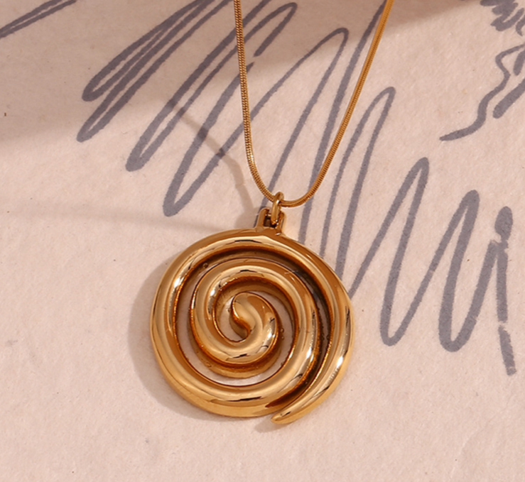 Rima's Trendy, Stylish, Vintage, Golden/Silver, Pendant, Spiral Necklace