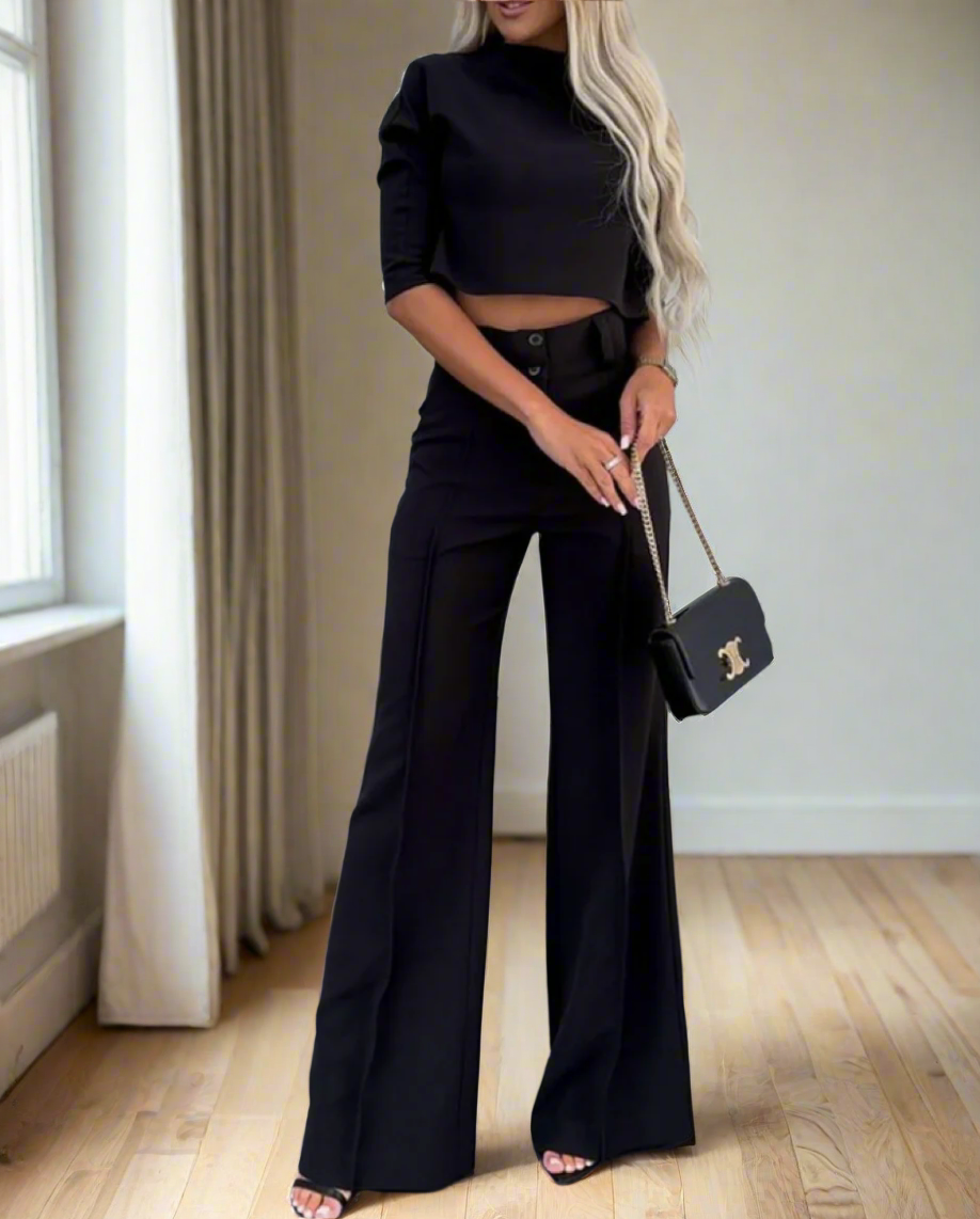 Avery's Trendy, Stylish, Elegant, Cropped, Wide Leg Pants, Multicolors, Outfit Set