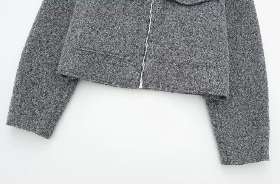 Tina's Winter, Trendy, Stylish, Vintage, Long Sleeves, Zipper, Casual, Cropped Jacket